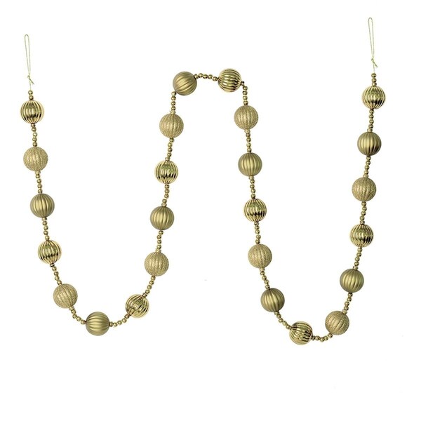 Vickerman 6 ft. Champagne Stripe Ball Garland, 32PK - M183538