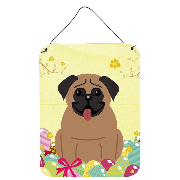 Carolines Treasures Easter Eggs Pug Brown Wall or Door Hanging Prints - BB6005DS1216