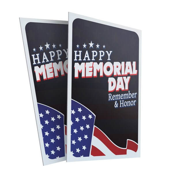 Signmission Happy Memorial Day, Plastic Signs Only 24 Inch x 36 Inch, Corrugated Plastic, 2PK - CSB-2436-2PACK-30391