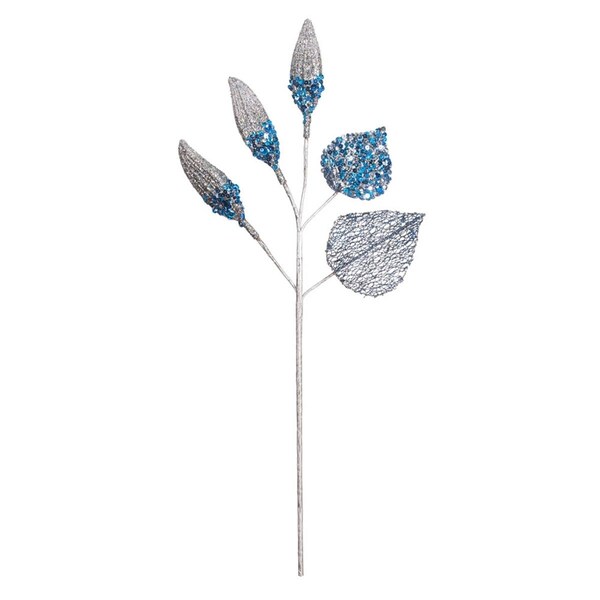 Vickerman 20 in. Blue Magnolia Bulb Spray, 3 per Bag, 64PK - OF181002