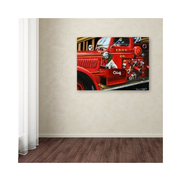 Trademark Fine Art Paul Walsh 'Dalmatian Christmas Firetruck' Canvas Art, 24x32 - ALI12732-C2432GG