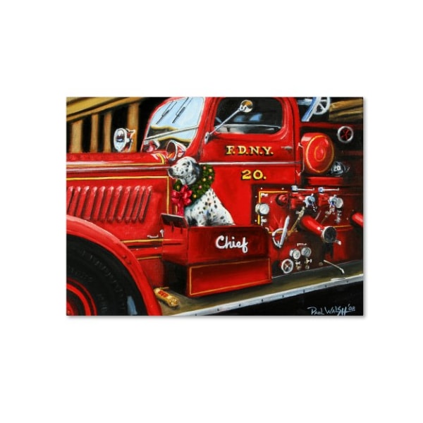 Trademark Fine Art Paul Walsh 'Dalmatian Christmas Firetruck' Canvas Art, 24x32 - ALI12732-C2432GG