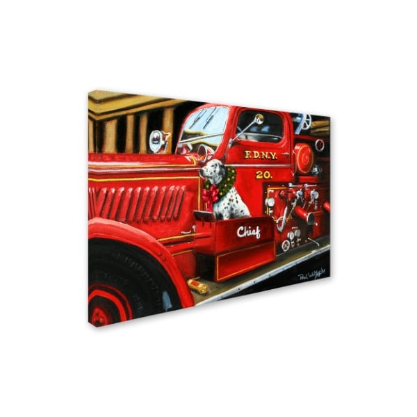 Trademark Fine Art Paul Walsh 'Dalmatian Christmas Firetruck' Canvas Art, 24x32 - ALI12732-C2432GG