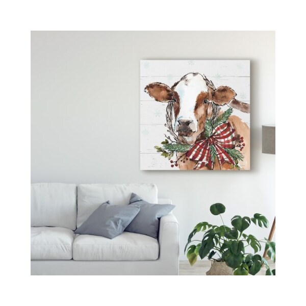 Trademark Fine Art Anne Tavoletti 'Holiday On The Farm Viii On Gray' Canvas Art, 14x14 - WAP08805-C1414GG