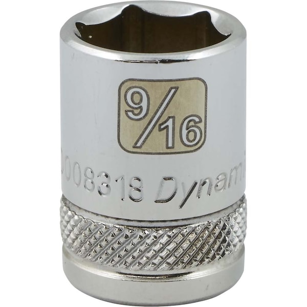 Dynamic Tools 3/8" Drive 6 Point SAE, 9/16" Standard Length, Chrome Socket - D008318