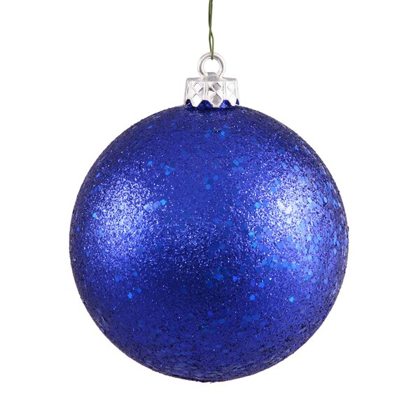 Vickerman 4 in. Colbalt Blue Sequin Drilled Christmas Ornament Ball, 6PK - N591022DQ