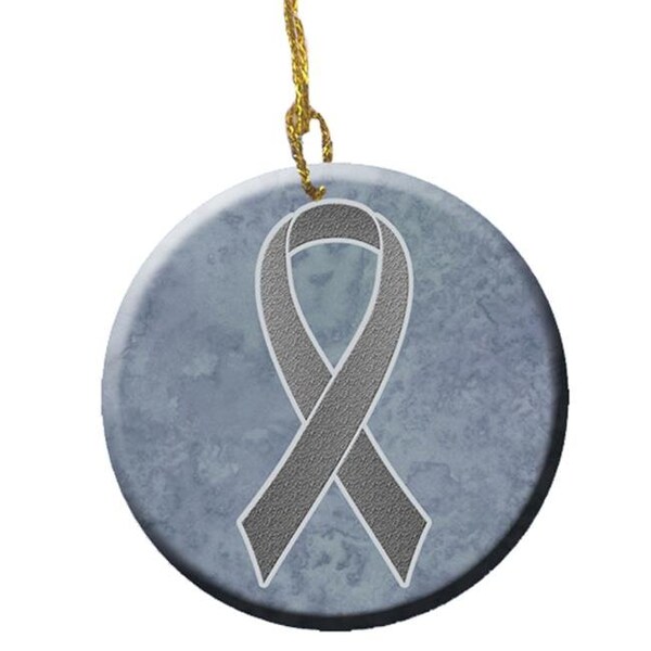 Carolines Treasures Carolines Treasures AN1211CO1 Grey Ribbon for Brain Cancer Awareness Ceramic Ornament; 2.81 Dia - AN1211CO1