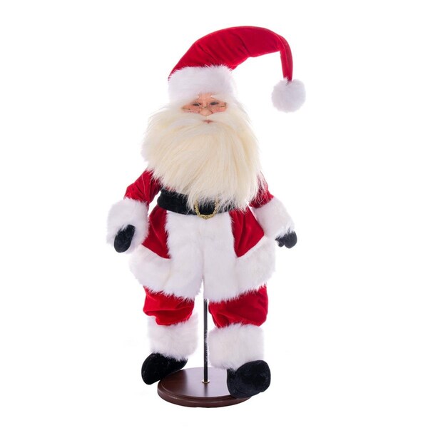 Vickerman 18 in. Red Traditional Velvet Santa Doll Figurines with Stand - KV210518