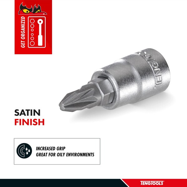 Teng Tools Pz3 1/4 Inch Drive Pozidriv Pozi Pz Chrome Vanadium Socket - M141603-C