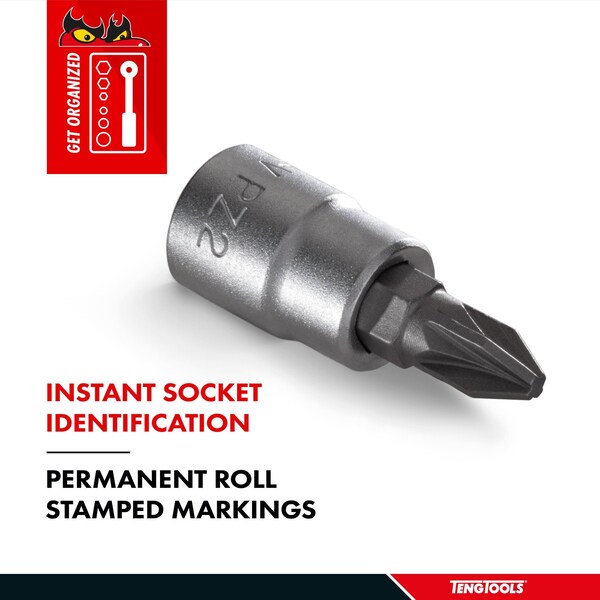 Teng Tools Pz3 1/4 Inch Drive Pozidriv Pozi Pz Chrome Vanadium Socket - M141603-C
