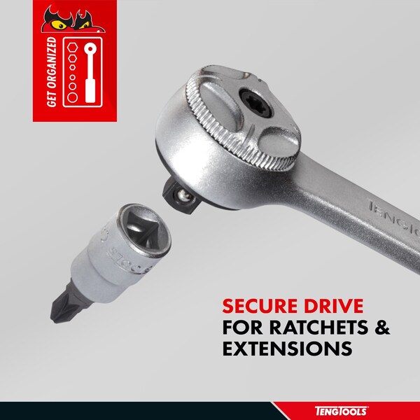 Teng Tools Pz3 1/4 Inch Drive Pozidriv Pozi Pz Chrome Vanadium Socket - M141603-C