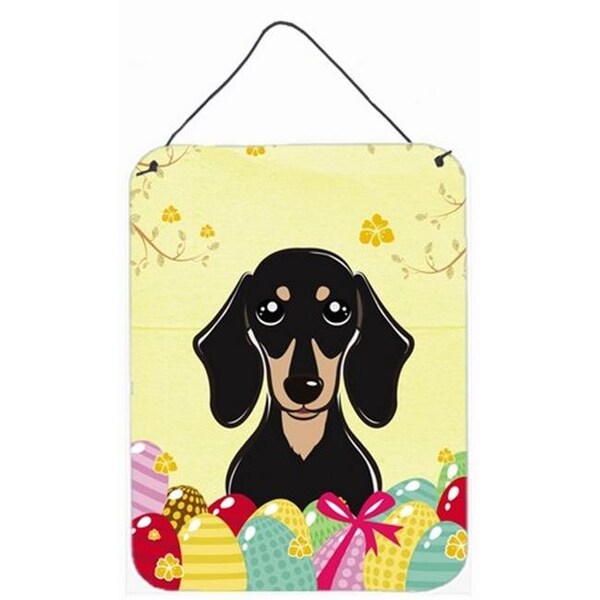 Carolines Treasures Carolines Treasures BB1897DS1216 Smooth Black & Tan Dachshund Easter Egg Hunt Wall or Door Hanging Prints - BB1897DS1216