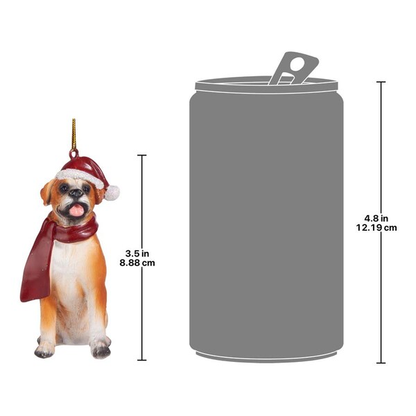 Design Toscano Boxer Holiday Dog Ornament Sculpture - JH576303