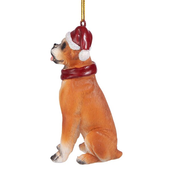 Design Toscano Boxer Holiday Dog Ornament Sculpture - JH576303