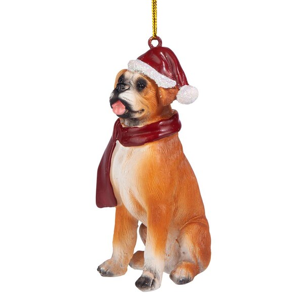Design Toscano Boxer Holiday Dog Ornament Sculpture - JH576303