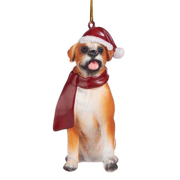 Design Toscano Boxer Holiday Dog Ornament Sculpture - JH576303