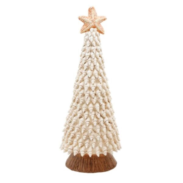 Youngs Resin Nautical Shell Christmas Tree with Gold Starfish Tree Topper - 60168