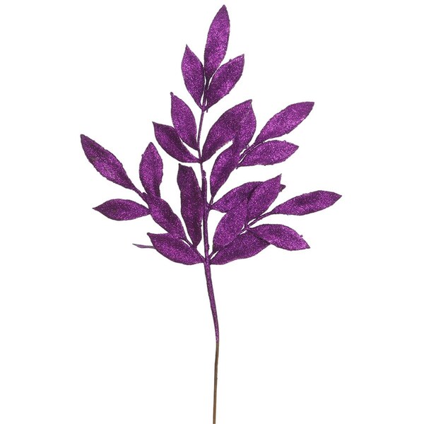 Vickerman 22 in. Purple Glitter BayLeaf Artificial Christmas Spray, 12 per Bag, 12PK - L152906