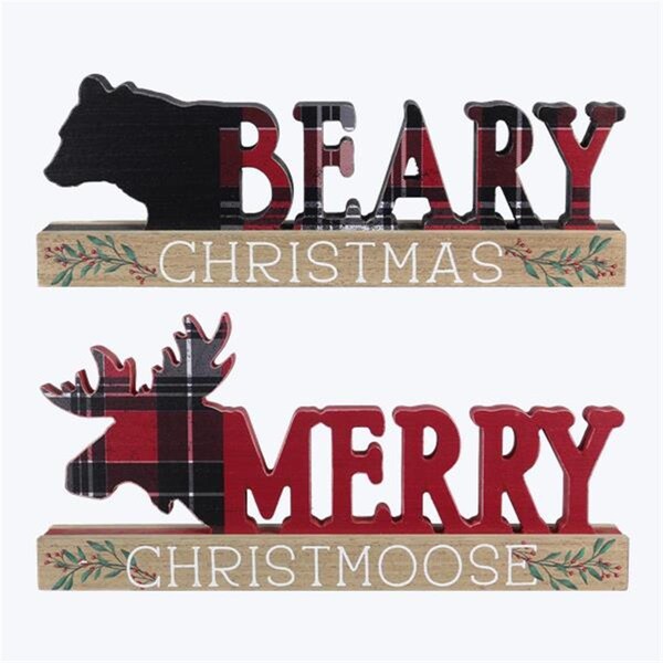 Youngs Wood Christmas Lodge Cut-Out Words Tabletop, Assorted Color - 2 Piece - 92405
