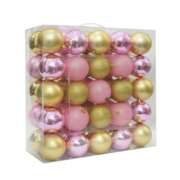 Jeco Jeco CHD-TA172 3 in. Shiny Glitter Square Christmas Ornament Combo; Gold & Pink - Pack of 50 - CHD-TA172