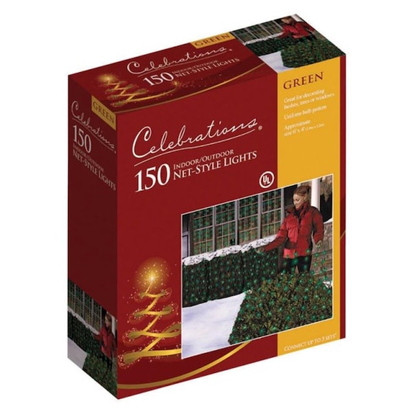 Celebrations 48957-71 150 Green Commercial Net Lights  4 x 6 ft. - CE9774