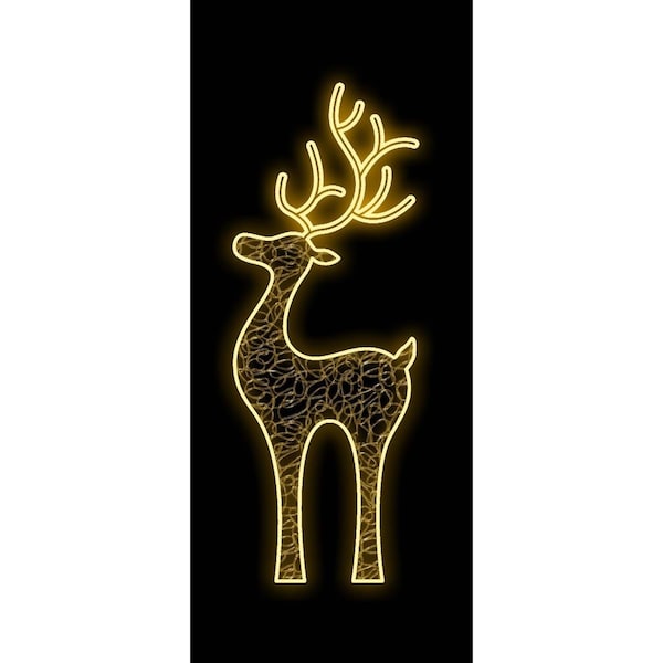 Queens Of Christmas 4.5 ft. Deer Neon Flex Ground Mount, Warm White - WL-MTNF-DEERF-04-WW