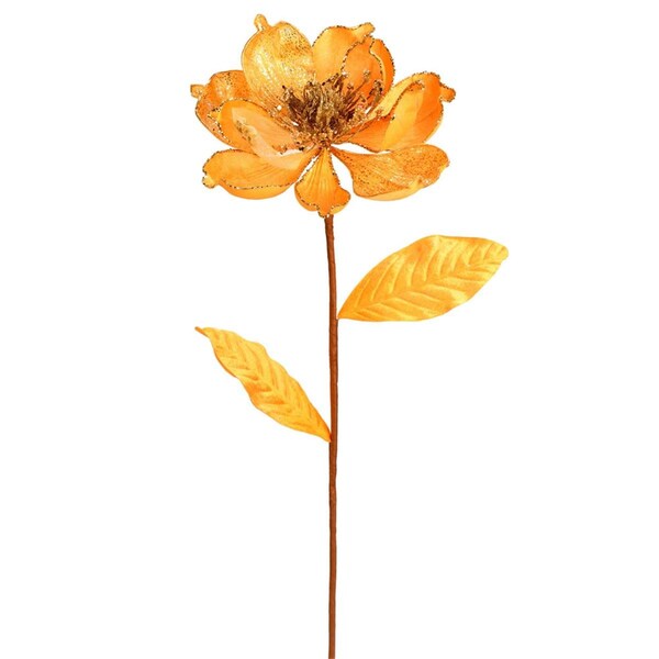Vickerman 30 in. Gold Glitter Magnolia Spray, 2PK - RX193408