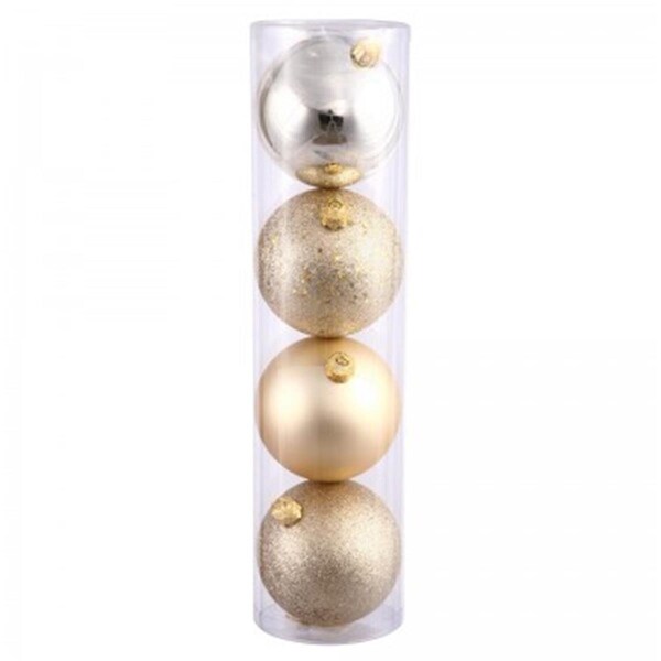 Vickerman Vickerman N590838A 3 in. Champagne 4 Finish Orn Asst 16-Box - N590838A