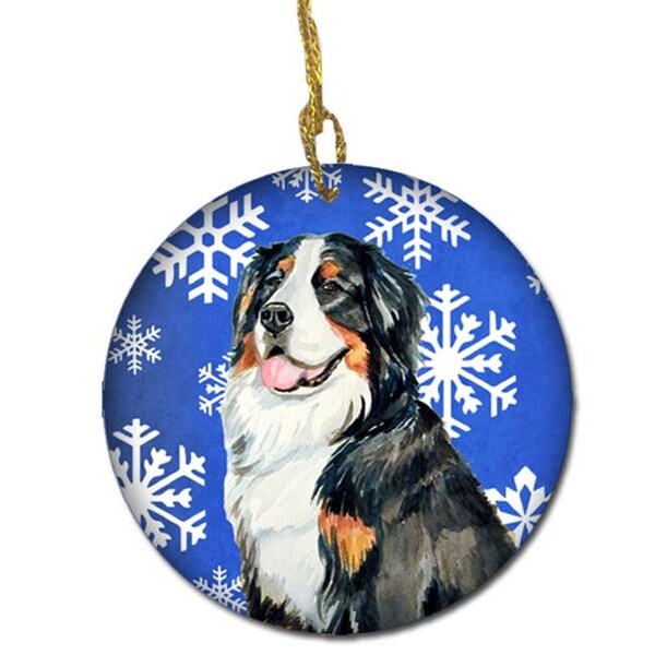 Carolines Treasures Carolines Treasures LH9289-CO1 Bernese Mountain Dog Winter Snowflake Holiday Ceramic Ornament - LH9289-CO1