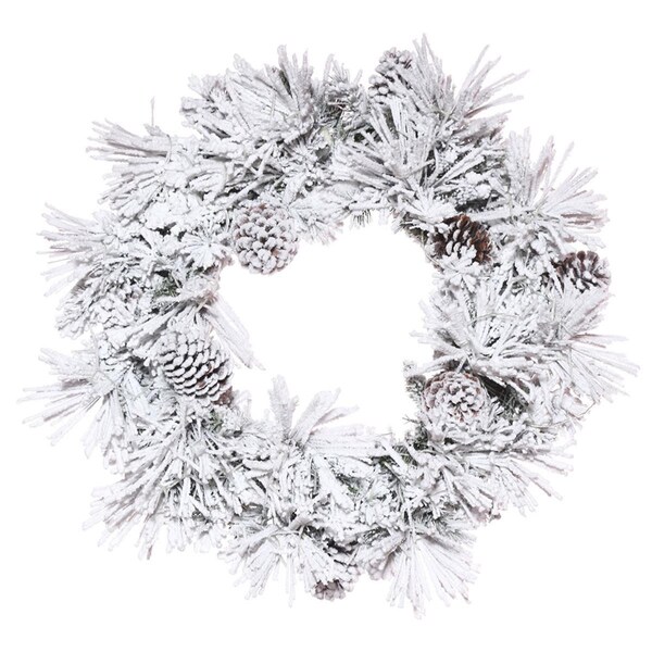 Vickerman 36 in. Flocked Atka Green Pine Wreath with 156 Tips Light - K171236