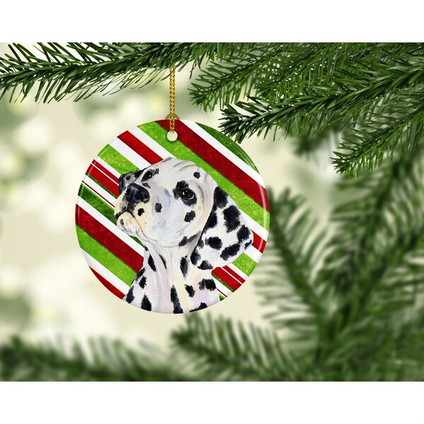 Carolines Treasures Dalmatian Candy Cane Holiday Christmas Ceramic Ornament - SS4561-CO1