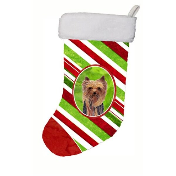 Carolines Treasures Carolines Treasures SC9325-CS 11 x 18 in. Yorkie Candy Cane Holiday Christmas Christmas Stocking - SC9325-CS