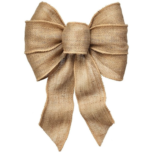 Holiday Trims Wired Bow, Burlap, Natural - 6112