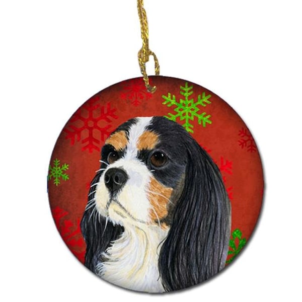 Carolines Treasures Carolines Treasures LH9324-CO1 Cavalier Spaniel Red Snowflake Holiday Christmas Ceramic Ornament - LH9324-CO1
