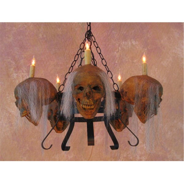 Perfectpretend Chandelier Skull-Metal  5 Corpsed Skulls on Dual Metal Frame - PE1413084