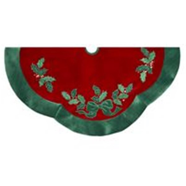 Kurt S. Adler Kurt S. Adler, Inc. Kurt Adler 48-inch Velvet Red with Green Leaves Applique Treeskirt - H5244