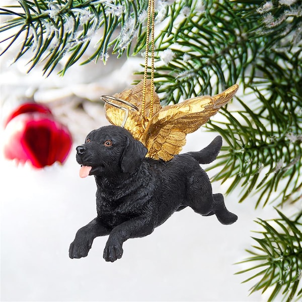 Design Toscano Honor the Pooch: Black Lab Holiday Dog Angel Ornament - JH170714
