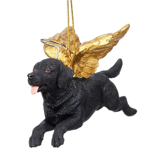 Design Toscano Honor the Pooch: Black Lab Holiday Dog Angel Ornament - JH170714