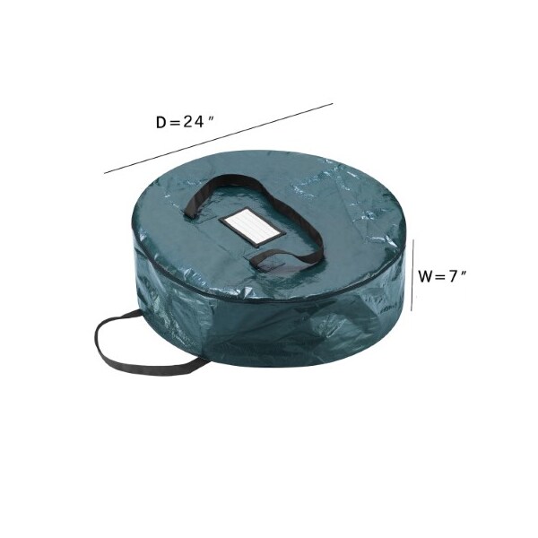 Hastings Home Wreath Storage 24-inch Round Bag with Handles and Zipper Tote for Holiday Artificial Garlands, Green - 781759HZN