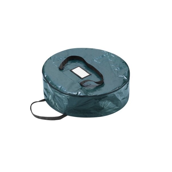 Hastings Home Wreath Storage 24-inch Round Bag with Handles and Zipper Tote for Holiday Artificial Garlands, Green - 781759HZN