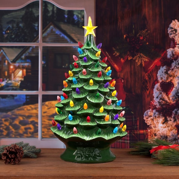 Mr. Christmas Mr. Christmas LED Green Nostalgic Ceramic Christmas Tree 24 in. - 18657AC