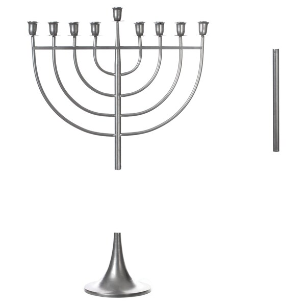 Vintiquewise Modern Solid Metal Judaica Hanukkah Menorah 9 Branched Candelabra, Aluminum Finish Large - QI004119.AL.L