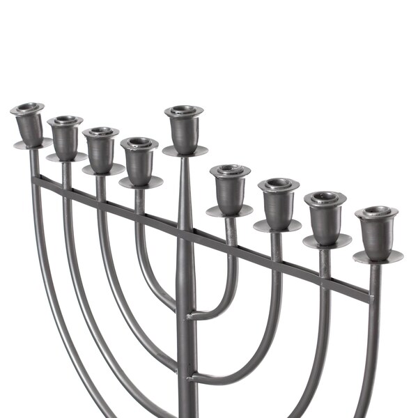 Vintiquewise Modern Solid Metal Judaica Hanukkah Menorah 9 Branched Candelabra, Aluminum Finish Large - QI004119.AL.L