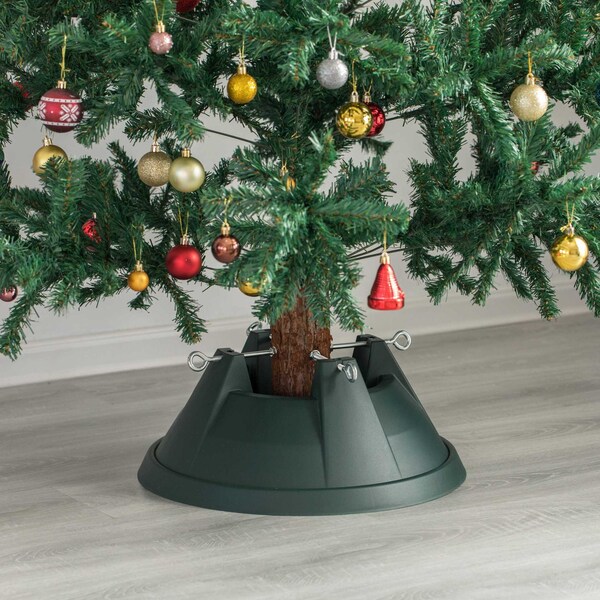 Gardenised Plastic Christmas Tree Stand With Screw Fastener, Green - QI004154.GN