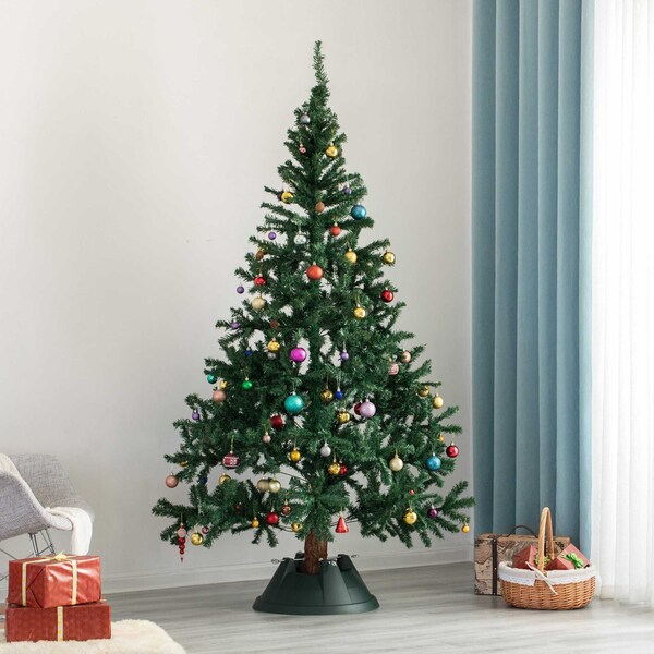 Gardenised Plastic Christmas Tree Stand With Screw Fastener, Green - QI004154.GN