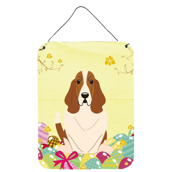 Carolines Treasures Easter Eggs Basset Hound Wall or Door Hanging Prints - BB6021DS1216