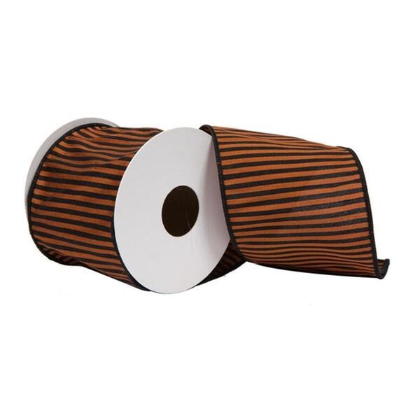 Vickerman 4 in. x 10 Yard Orange Halloween Stripe Ribbon - QR224400