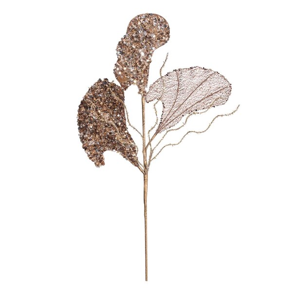 Vickerman 20 in. Chocolate Fiddle Leaf Glitter Spray, 3 per Bag, 32PK - OF181115