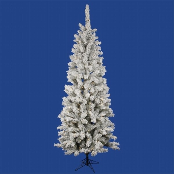Vickerman 5.5 ft. x 30 in. Christmas Tree Flocked Pacific 180LED WmWht - A100356LED