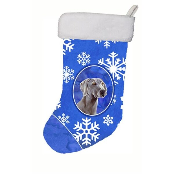 Carolines Treasures Carolines Treasures LH9296-CS 11 x 18 in. Weimaraner Winter Snowflakes Snowflakes Holiday Christmas Stocking - LH9296-CS